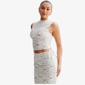 Meshki Daniela lace plisse cream lace skirt and top XXS and XS